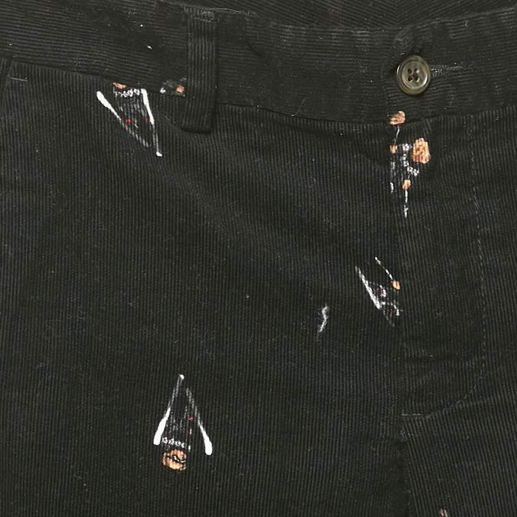 Pre Owned Polo Ralph Lauren Kids Black Bear Print Corduroy Pants 10 Yrs