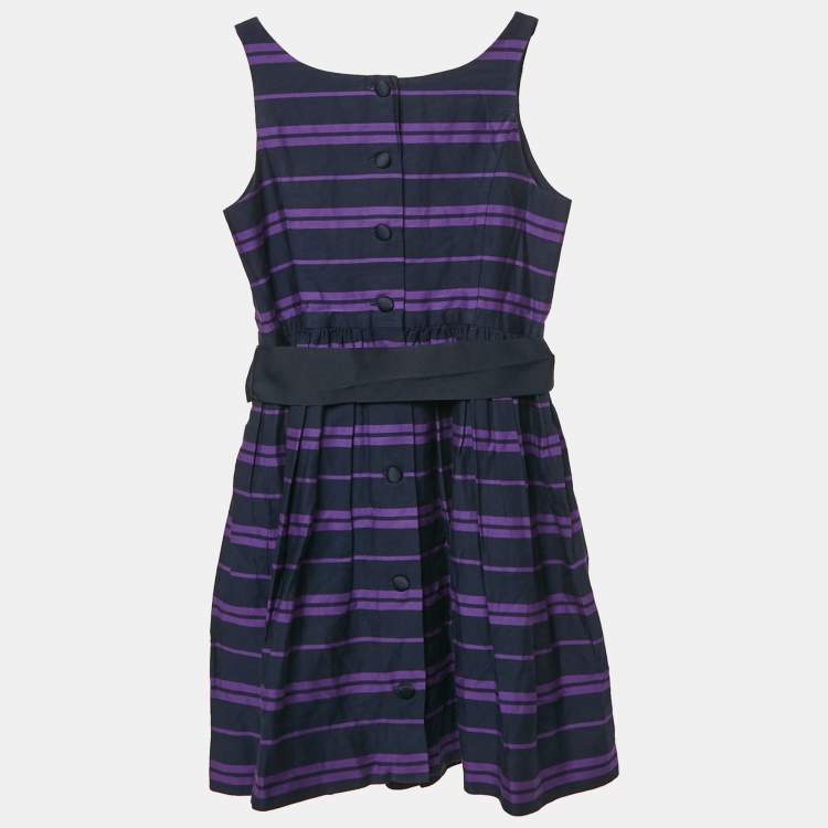 Pre Owned Polo Ralph Lauren Kids Newport Navy Stripe Cotton Sleeveless Fit and Flare Dress 6 Yrs