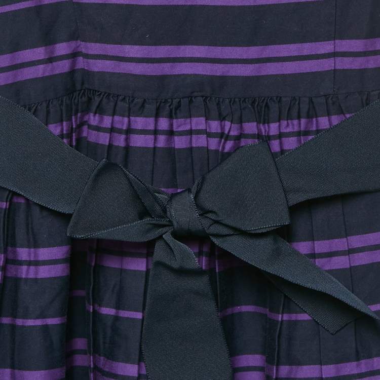 Pre Owned Polo Ralph Lauren Kids Newport Navy Stripe Cotton Sleeveless Fit and Flare Dress 6 Yrs