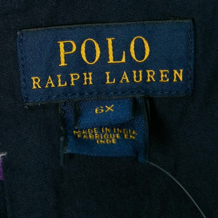 Pre Owned Polo Ralph Lauren Kids Newport Navy Stripe Cotton Sleeveless Fit and Flare Dress 6 Yrs