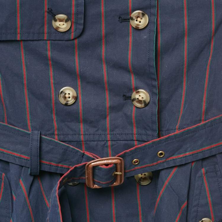 Pre Owned Polo Ralph Lauren Kids Navy Blue Striped Cotton Trench Coat 4 Yrs 