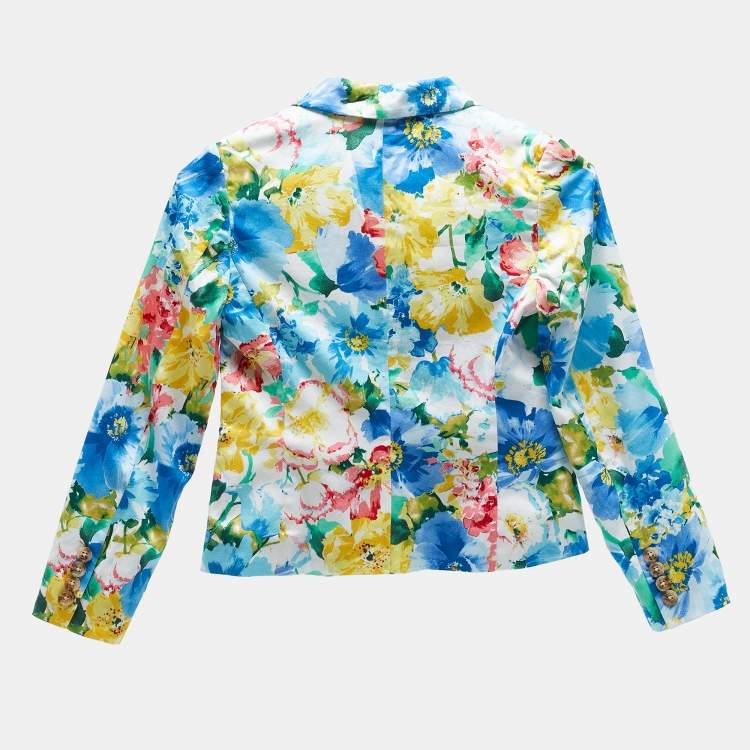 Pre Owned Polo Ralph Lauren Kids Multicolor Floral Print Cotton Blazer 7 Yrs
