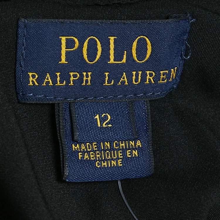 Pre Owned Polo Ralph Lauren Kids Black Crepe Ruffled Sleeveless Dress 12 Yrs