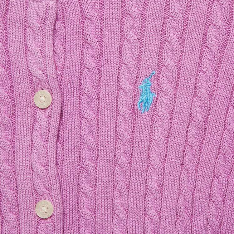 Pre Owned Polo Ralph Lauren Purple Mini Cable Knit Button Front Cardigan 3 Yrs
