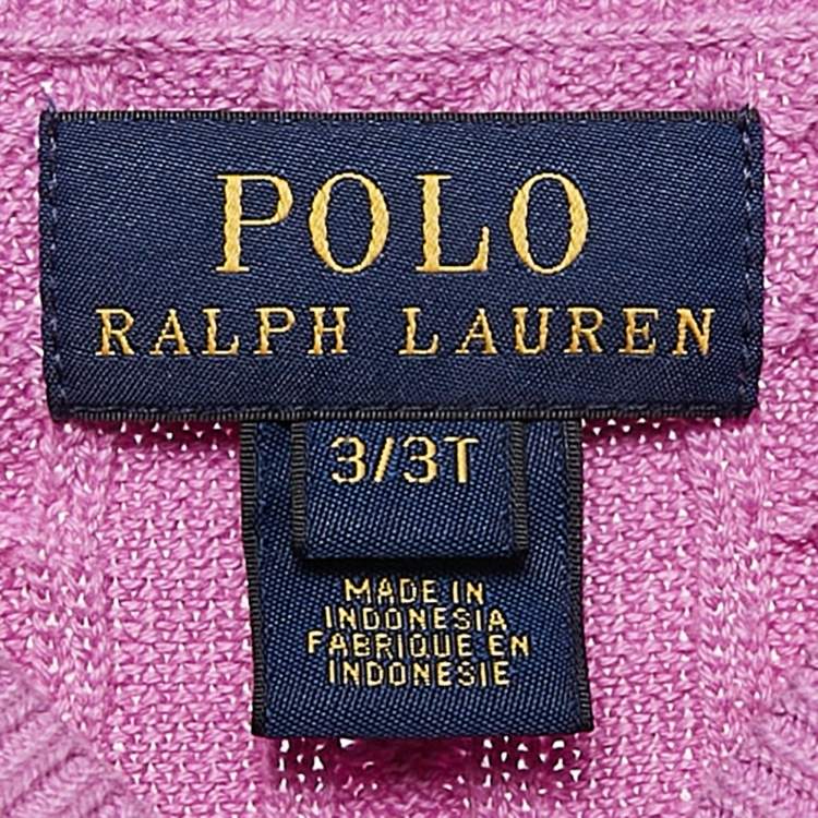 Pre Owned Polo Ralph Lauren Purple Mini Cable Knit Button Front Cardigan 3 Yrs