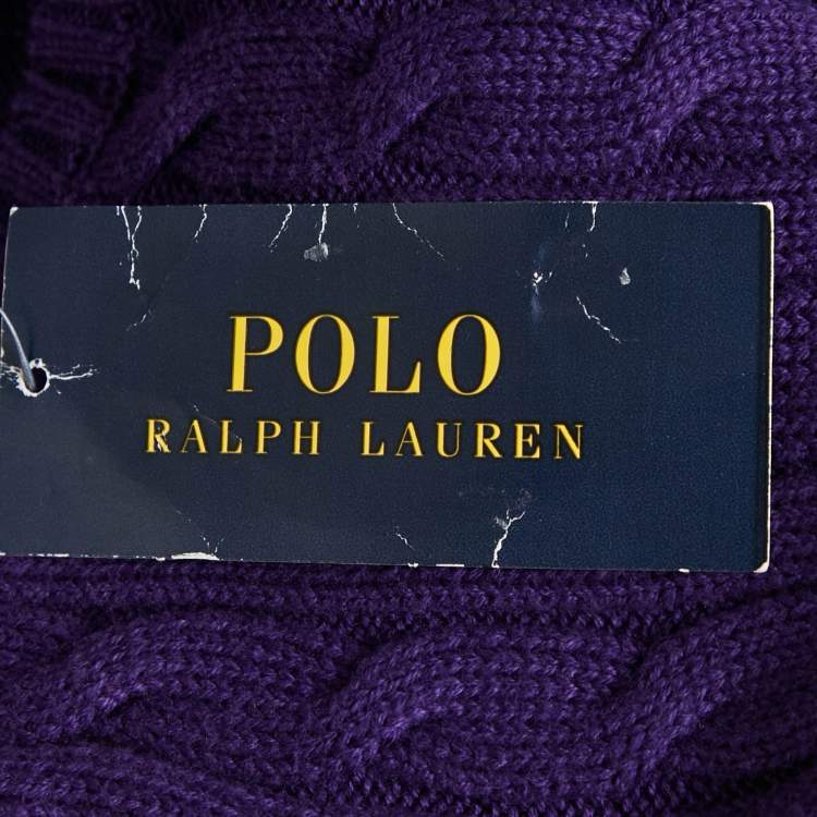 Pre Owned Polo Ralph Lauren Kids College Purple Cotton Cable Knit Sweater 3 Yrs