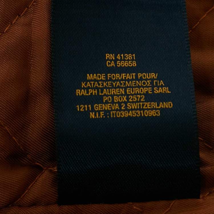 Pre Owned Polo Ralph Lauren Kids Brown Leather Zip-Up Jacket XL/18 Yrs