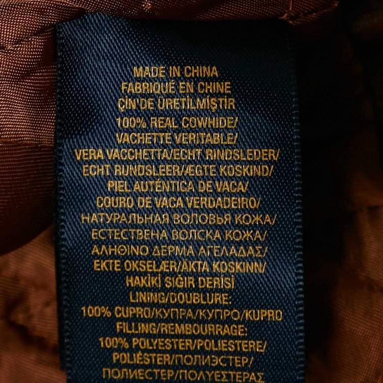 Pre Owned Polo Ralph Lauren Kids Brown Leather Zip-Up Jacket XL/18 Yrs