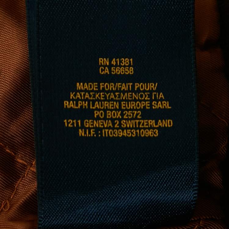 Pre Owned ستايل جاكيت جلد بني من بولو رالف لورين كيدز بسحّاب مقاس كبير/ 12-18 سنة