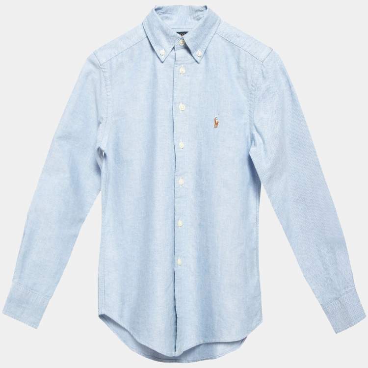 Pre Owned Polo Ralph Lauren Blue Cotton Button Front Shirt 8Yrs