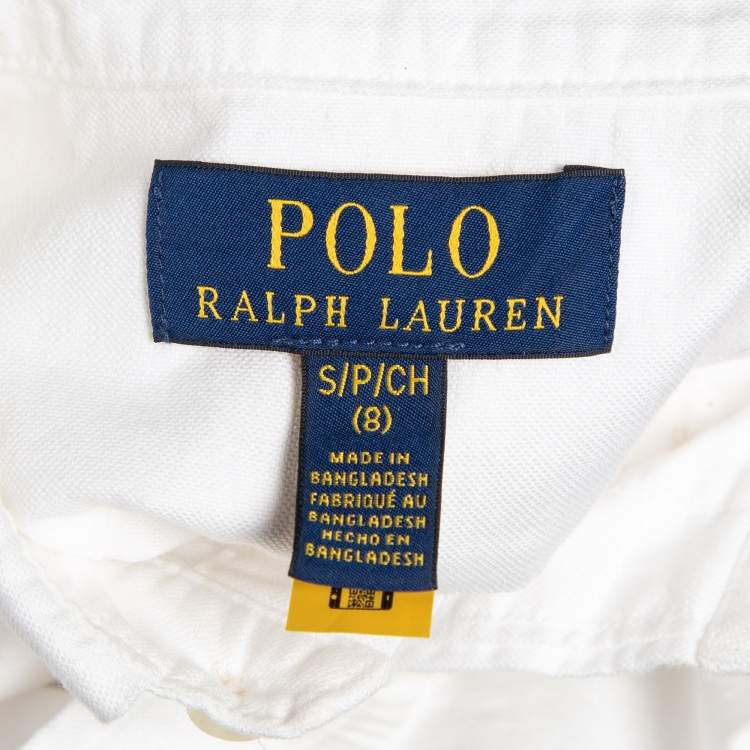 Pre Owned Polo Ralph Lauren White Cotton Button Front Shirt 6-7 Yrs