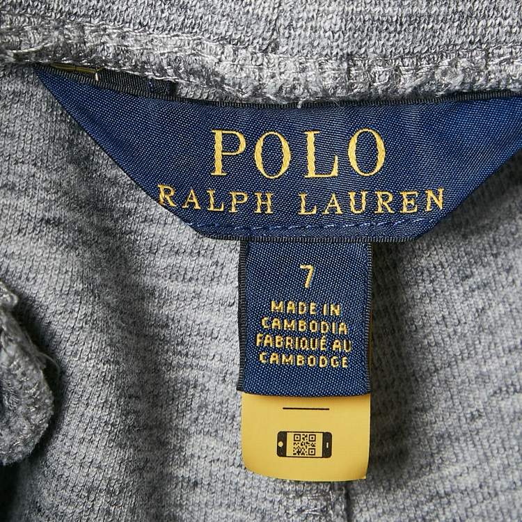 Pre Owned Polo Ralph Lauren Kids Grey Melange Knit Jogger Pants Size 7 Yrs 