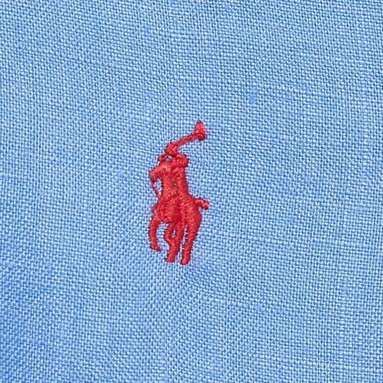 Pre Owned Polo Ralph Lauren Blue Linen Button Front Shirt 6 Yrs