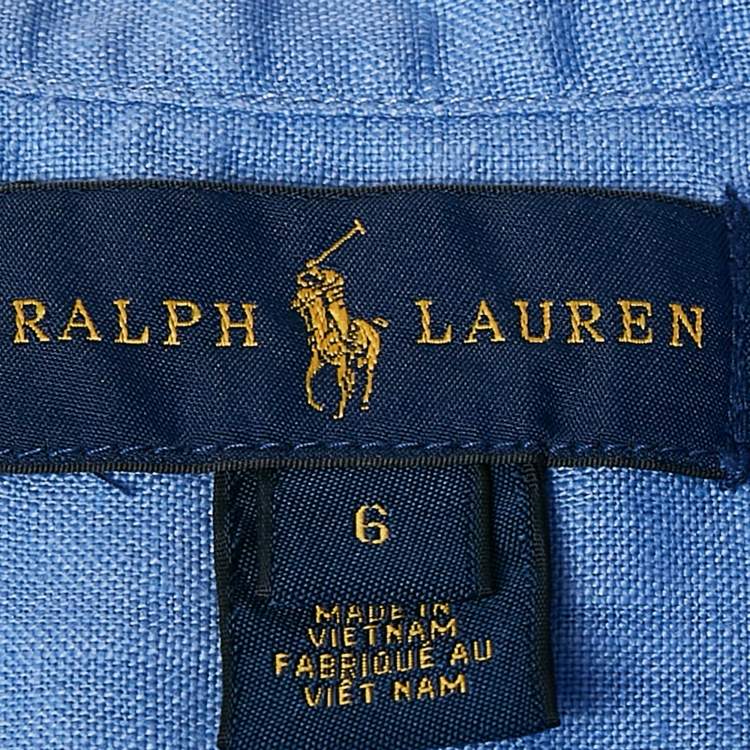 Pre Owned Polo Ralph Lauren Blue Linen Button Front Shirt 6 Yrs