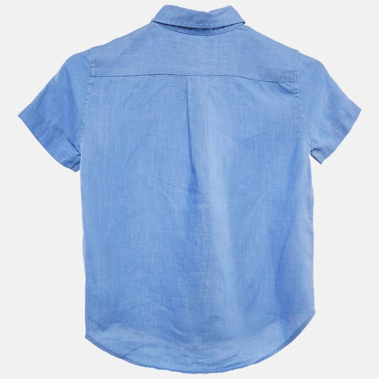 Pre Owned Polo Ralph Lauren Blue Linen Button Front Shirt 6 Yrs