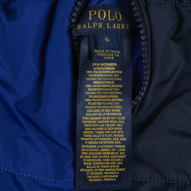 Pre Owned Polo Ralph Lauren Kids Blue/Yellow Synthetic Reversible Puffer Vest 6 Yrs 