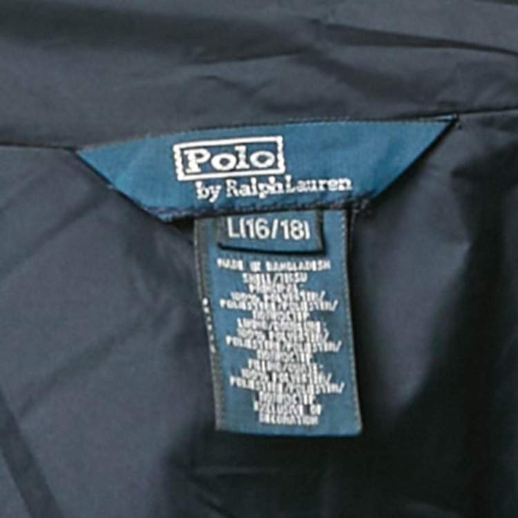 Pre Owned Polo Ralph Lauren Navy Blue Quilted Zip Front Jacket L /16-18 Yrs