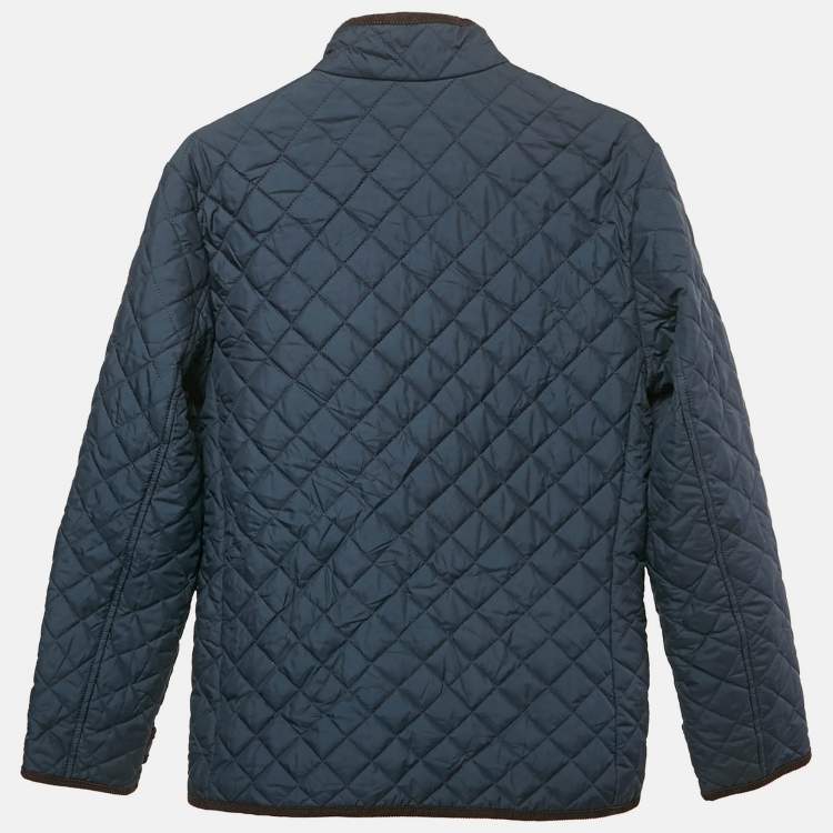 Pre Owned Polo Ralph Lauren Navy Blue Quilted Zip Front Jacket L /16-18 Yrs