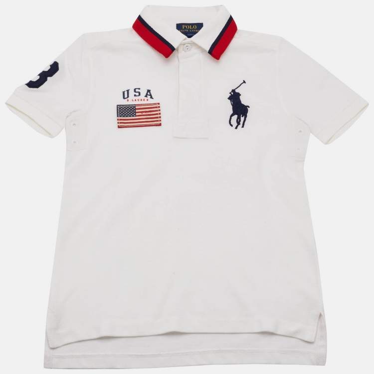 Pre Owned Polo Ralph Lauren Kids Embroidered Pique Polo T-Shirt 7 Yrs