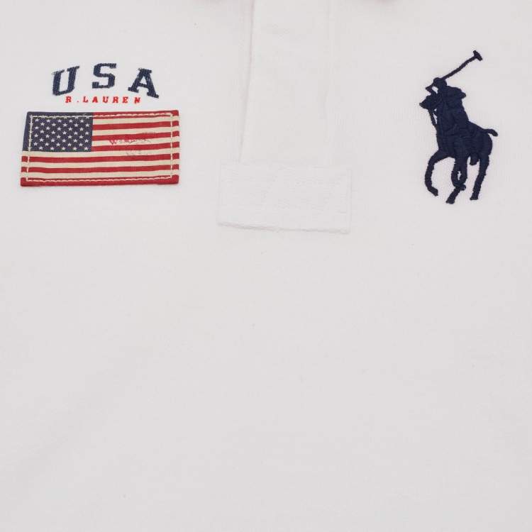 Pre Owned Polo Ralph Lauren Kids Embroidered Pique Polo T-Shirt 7 Yrs