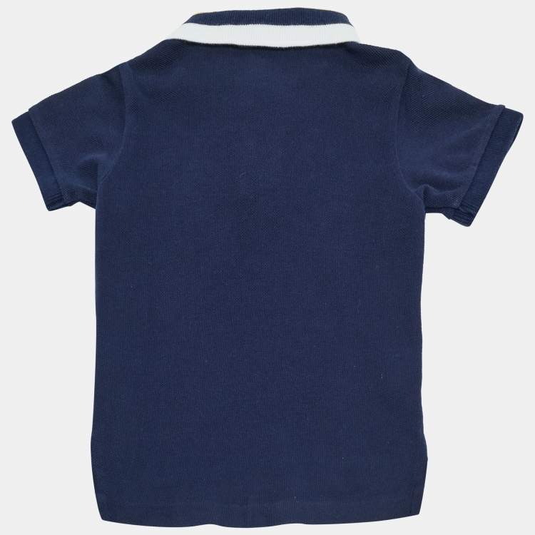 Pre Owned Polo Ralph Lauren Kids Navy Blue Embroidered Pique Polo T-Shirt 9M