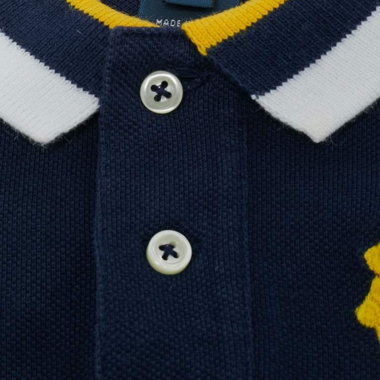 Pre Owned Polo Ralph Lauren Kids Navy Blue Embroidered Pique Polo T-Shirt 9M