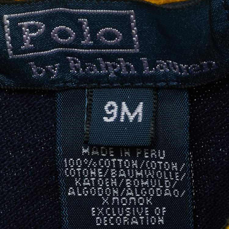 Pre Owned Polo Ralph Lauren Kids Navy Blue Embroidered Pique Polo T-Shirt 9M