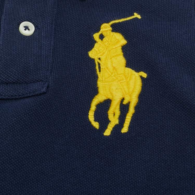 Pre Owned Polo Ralph Lauren Kids Navy Blue Embroidered Pique Polo T-Shirt 9M