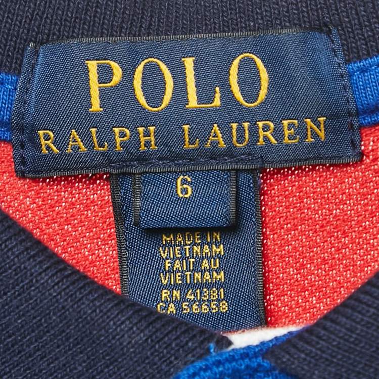 Pre Owned Polo Ralph Lauren Kids Colorblocked Cotton Pique Polo T-Shirt 6 Yrs