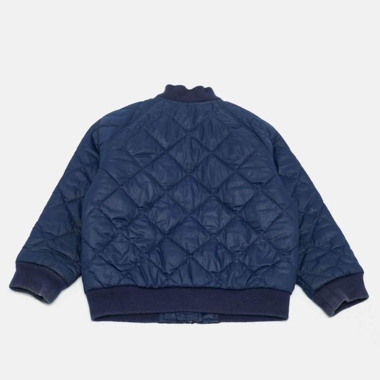 Pre Owned Polo Ralph Lauren Navy Blue Quilted Synthetic Zip Front Jacket 2T