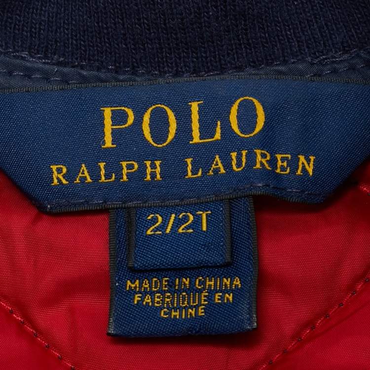 Pre Owned Polo Ralph Lauren Navy Blue Quilted Synthetic Zip Front Jacket 2T