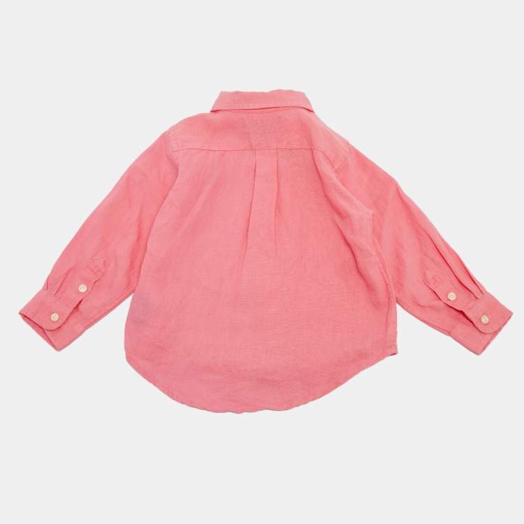 Pre Owned Ralph Lauren Kids Pink Linen Full Sleeve Shirt 18M