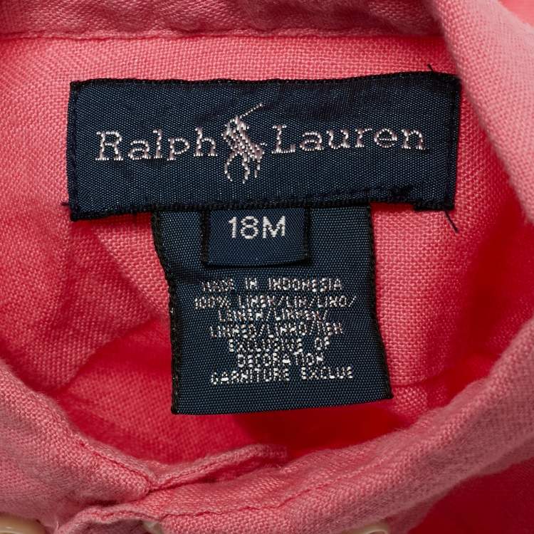 Pre Owned Ralph Lauren Kids Pink Linen Full Sleeve Shirt 18M