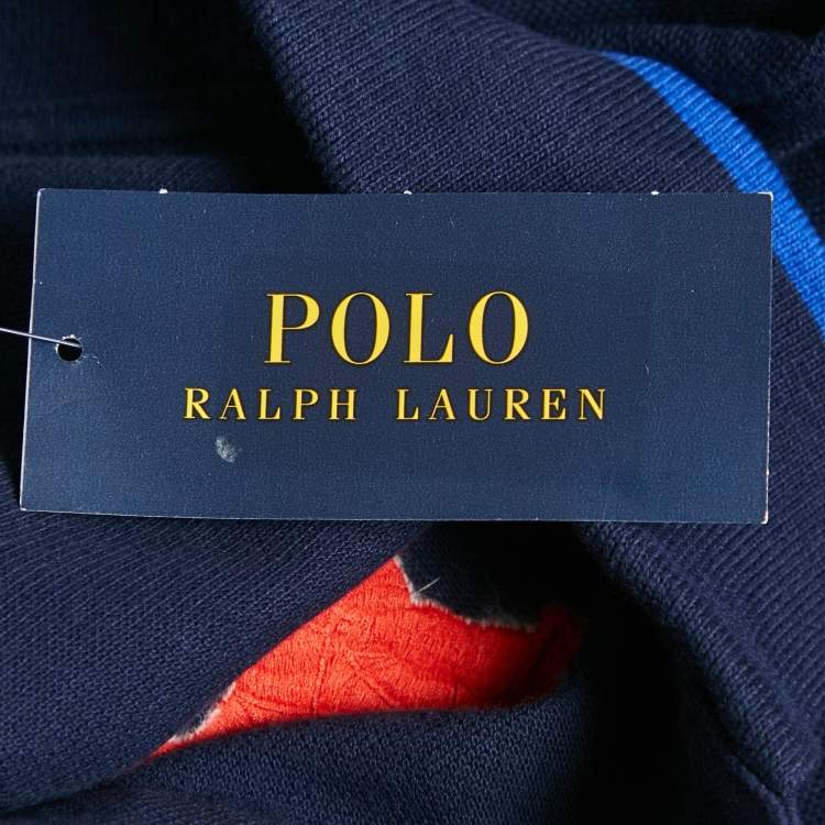 Pre Owned Polo Ralph Lauren Kids Navy Blue Embroidered Crest Cotton Polo T-shirt L (14-16) Yrs