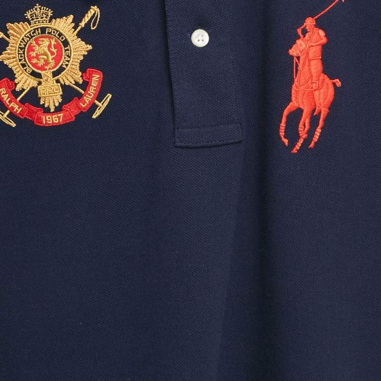 Pre Owned Polo Ralph Lauren Kids Navy Blue Embroidered Crest Cotton Polo T-shirt L (14-16) Yrs