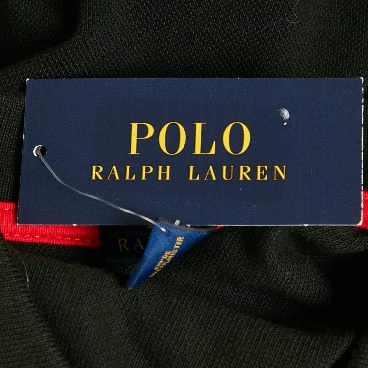 Pre Owned Polo Ralph Lauren Kids Black Embroidered Pony Cotton Polo T-Shirt L (14-16) Yrs   