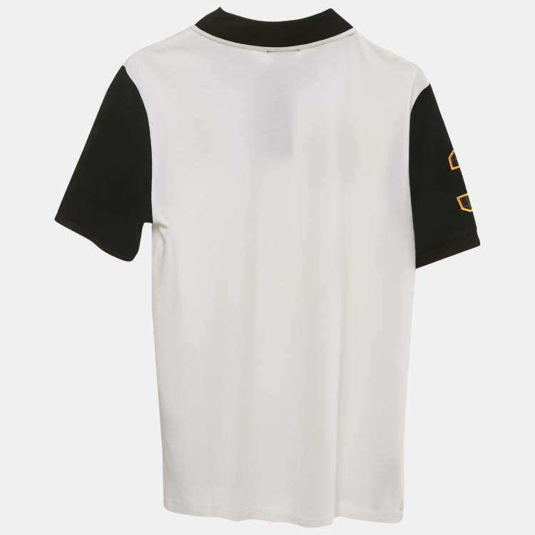 Pre Owned Polo Ralph Lauren White/Black Cotton Polo T-Shirt L 14/16 Yrs 