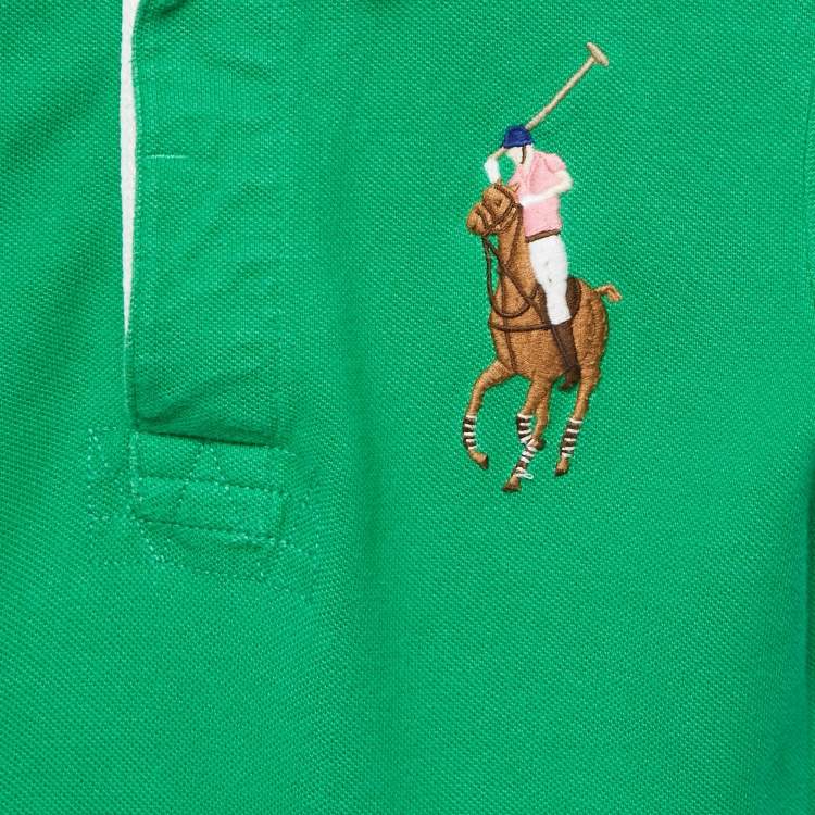 Pre Owned Polo Ralph Lauren Kids Green Logo Embroidered Cotton Polo T-Shirt 6Yrs 