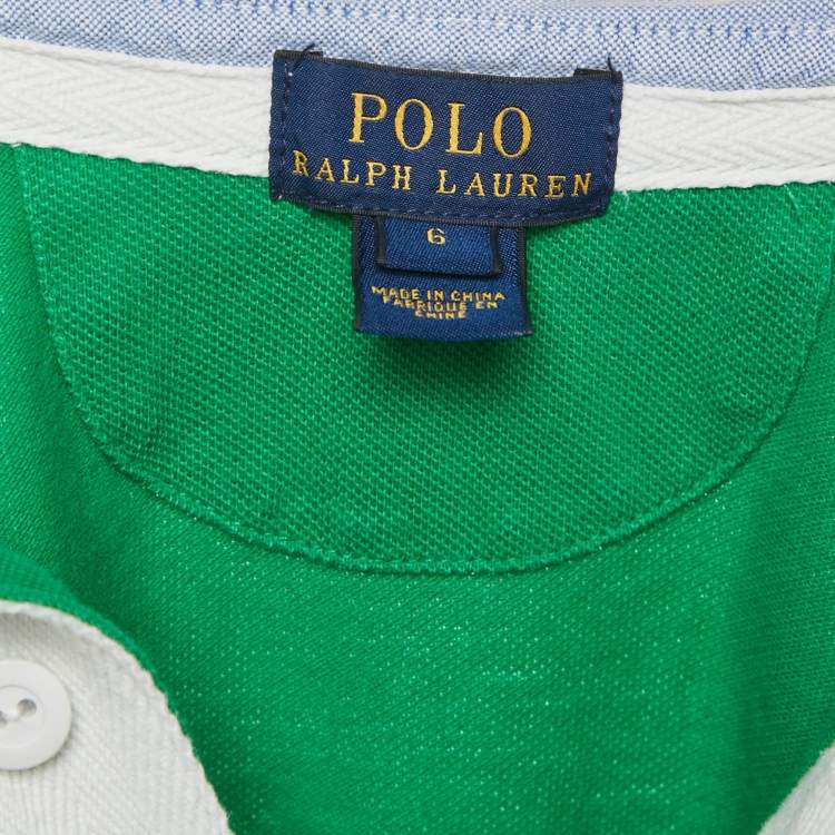 Pre Owned Polo Ralph Lauren Kids Green Logo Embroidered Cotton Polo T-Shirt 6Yrs 