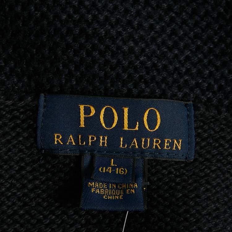 Pre Owned Polo Ralph Lauren Kids Navy Blue Knit Pirate Patch Sweater 14-16 Yrs 