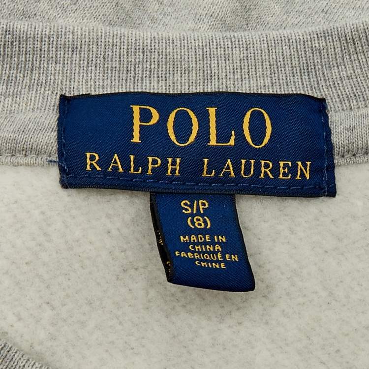 Pre Owned Polo Ralph Lauren Kids Cotton Knit Logo Patch Sweatshirt 8Yrs 
