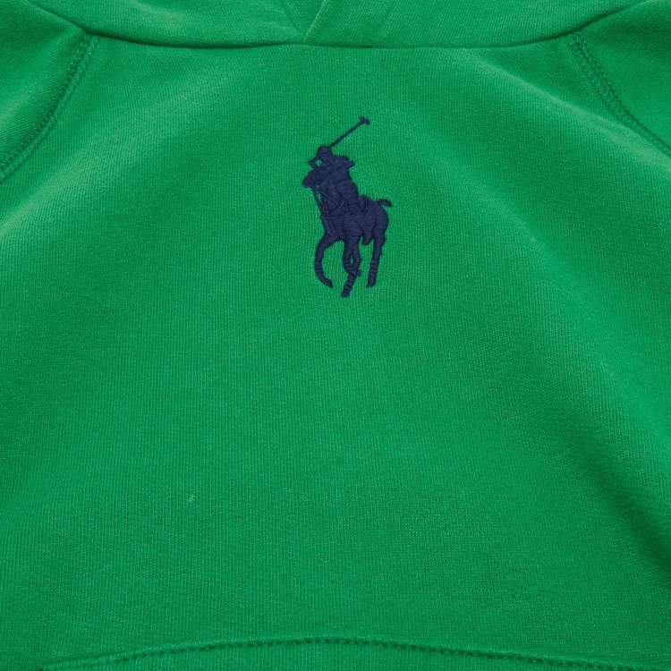 Pre Owned Polo Ralph Lauren Kids Green Logo Embroidered Cotton Blend Hoodie 8-10 Yrs 