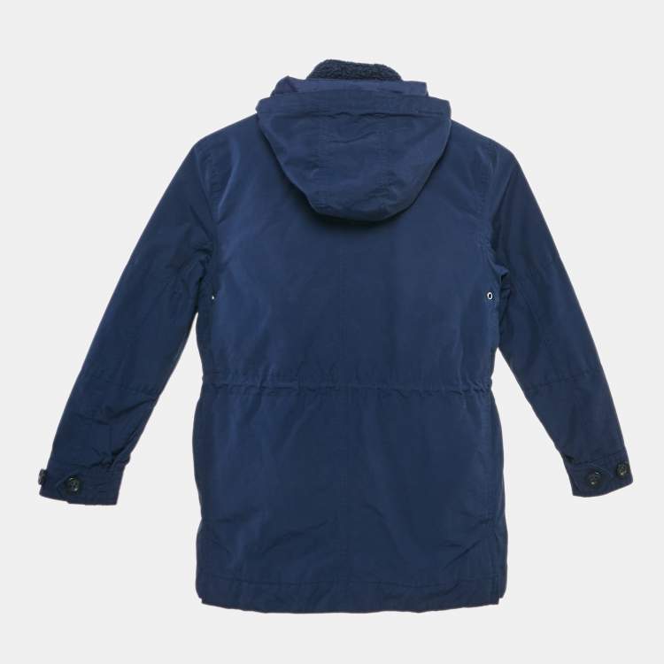 Pre Owned Polo Ralph Lauren Navy Blue Cotton Blend Detachable Interior Vest Zip-Up Hoodie Jacket 7 Yrs