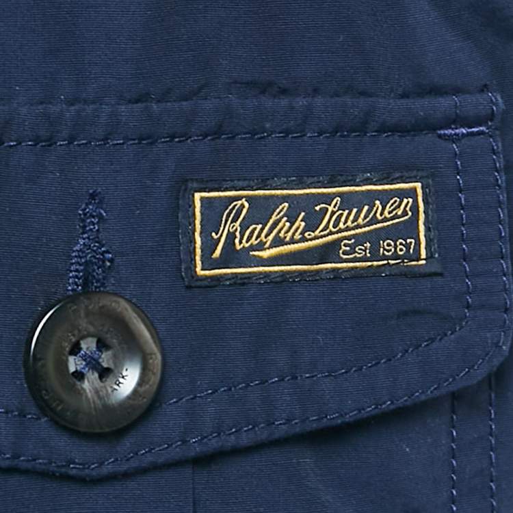 Pre Owned Polo Ralph Lauren Navy Blue Cotton Blend Detachable Interior Vest Zip-Up Hoodie Jacket 7 Yrs