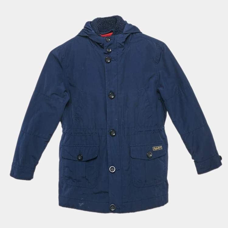 Pre Owned Polo Ralph Lauren Navy Blue Cotton Blend Detachable Interior Vest Zip-Up Hoodie Jacket 7 Yrs