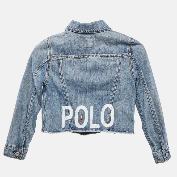 Pre Owned Polo Ralph Lauren Blue Denim Raw Edge Detail Jacket 8 Yrs