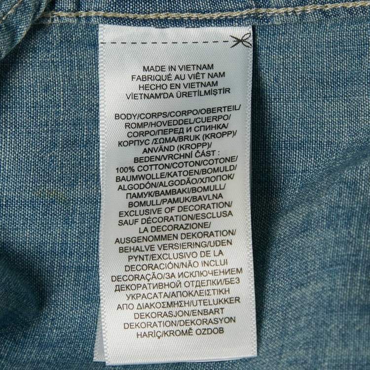 Pre Owned Polo Ralph Lauren Kid Blue Sea Print Denim Shirt 12 Yrs