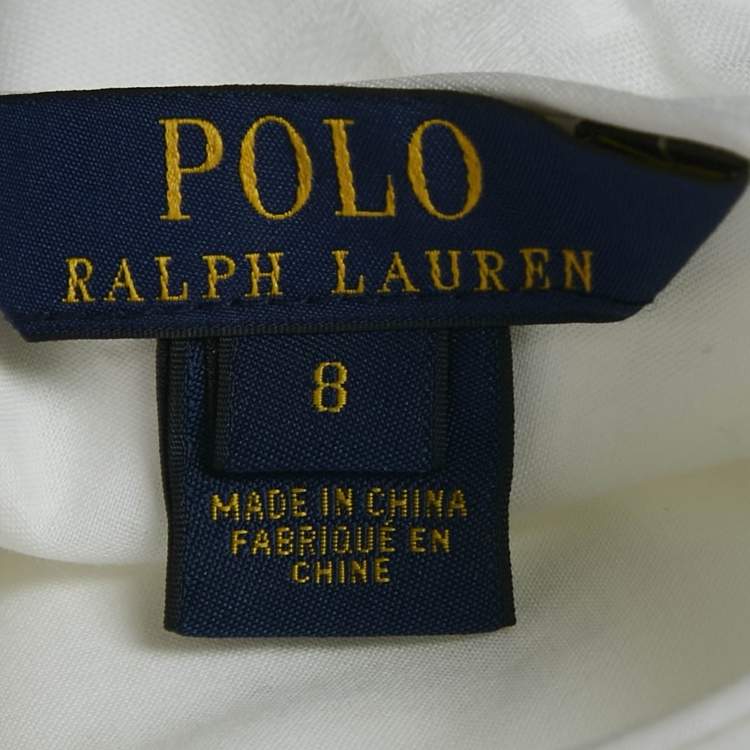 Pre Owned Polo Ralph Lauren Kids White Cotton Button Back Sleeveless Dress 8 Yrs