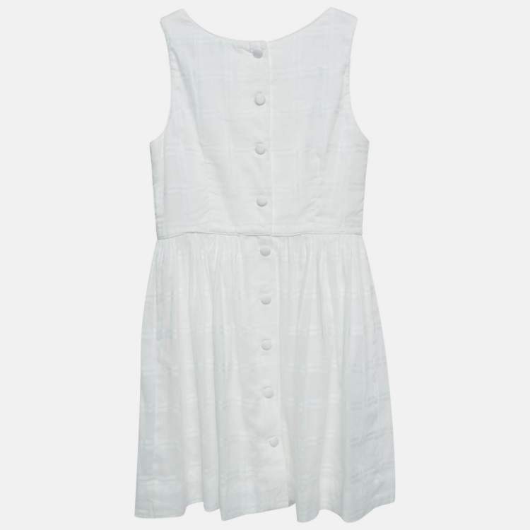 Pre Owned Polo Ralph Lauren Kids White Cotton Button Back Sleeveless Dress 8 Yrs