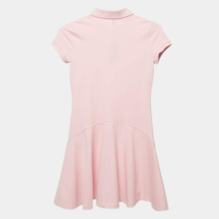 Pre Owned Polo Ralph Lauren Kids Pink Cotton Flare Polo Dress 12-14 Yrs